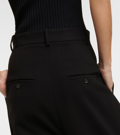 Khaite Cessie Pleated Woven Wide-leg Pants In Black