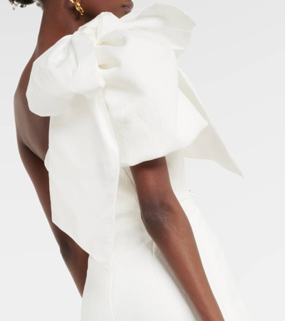 Shop Rebecca Vallance Bridal Bon Ami Bow-detail Midi Dress In White