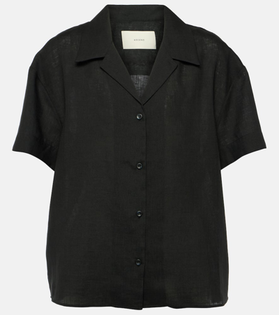 Shop Asceno Prague Linen Shirt In Black