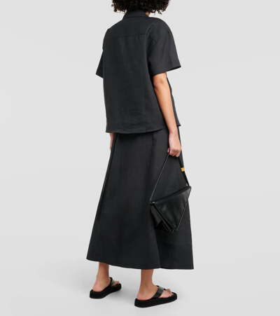 Asceno Prague Linen Shirt In Black