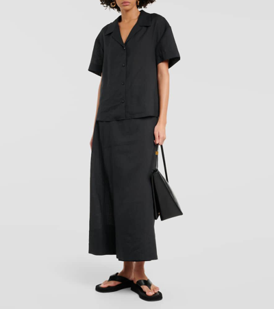 Shop Asceno Prague Linen Shirt In Black