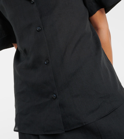 Shop Asceno Prague Linen Shirt In Black