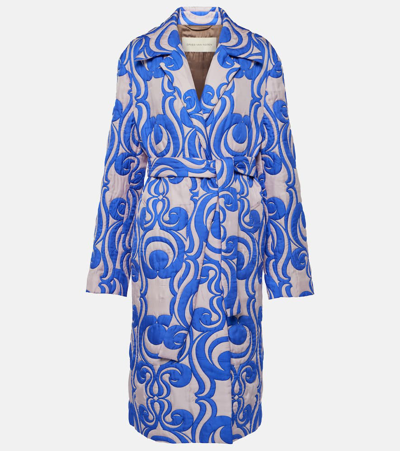 Shop Dries Van Noten Quilted Wrap Coat In Blue