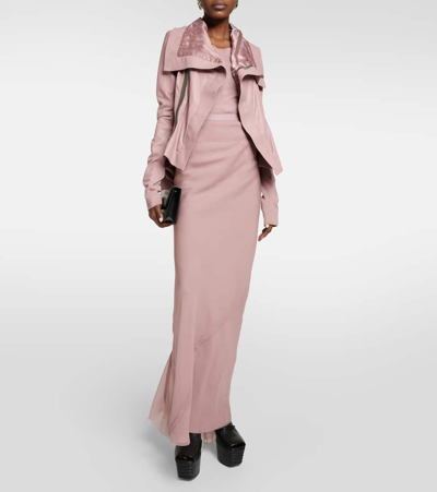 Shop Rick Owens Silk Maxi Skirt In Pink