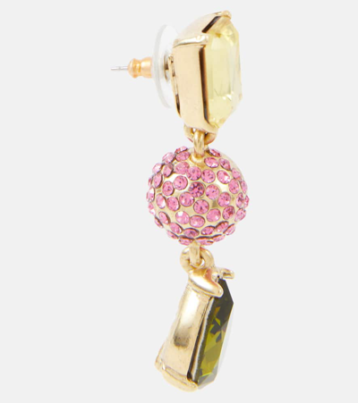 Shop Oscar De La Renta Crystal-embellished Drop Earrings In Multicoloured