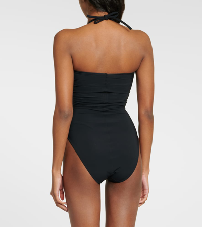 Shop Rick Owens Halterneck Cutout Swimsuit In Black