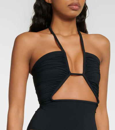 Shop Rick Owens Halterneck Cutout Swimsuit In Black