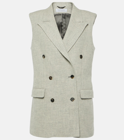 Shop Gabriela Hearst Mayte Double-breasted Cashmere And Linen Vest In Grey