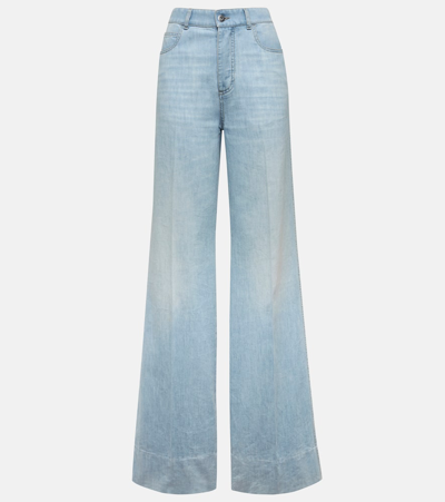 Shop Bottega Veneta High-rise Wide-leg Jeans In Blue