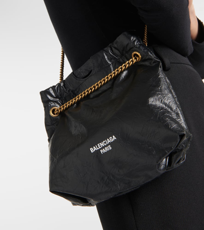 Balenciaga Crush Mini Leather Tote Bag In Black