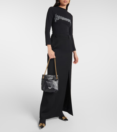 Balenciaga Crush Mini Leather Tote Bag In Black