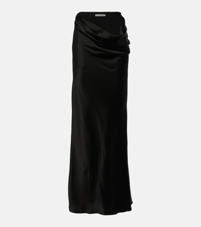 Shop Christopher Esber Drifted Silk Maxi Skirt In Black