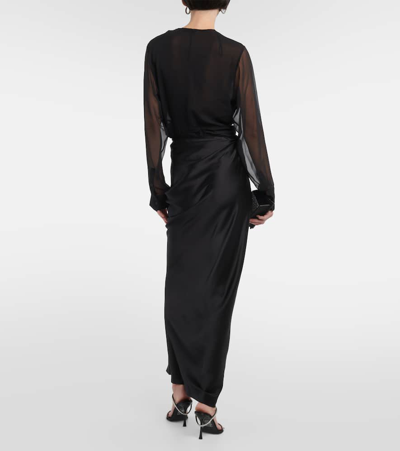 Shop Christopher Esber Drifted Silk Maxi Skirt In Black