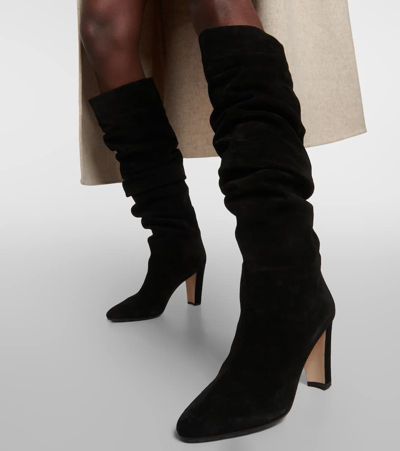 Shop Manolo Blahnik Calassohi 90 Suede Mid-calf Boots In Black