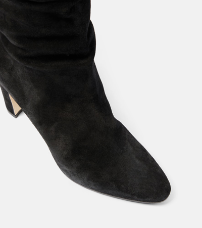 Shop Manolo Blahnik Calassohi 90 Suede Mid-calf Boots In Black
