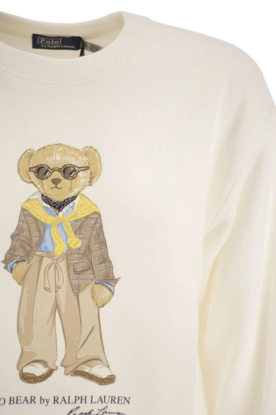 Shop Polo Ralph Lauren Sweatshirt Polo Bear Crew-neck In Cream