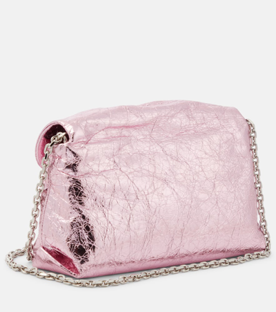 Shop Roger Vivier Drapé Micro Leather Clutch In Pink