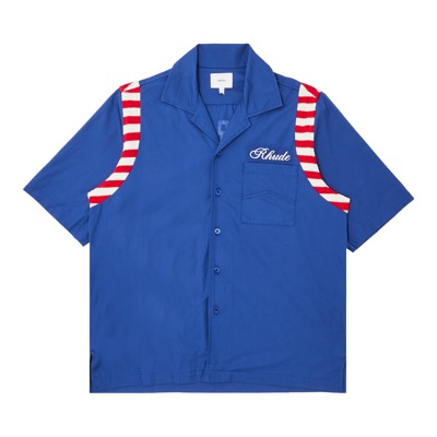 Pre-owned Rhude American Spirit Poplin Shirt 'navy' In Blue