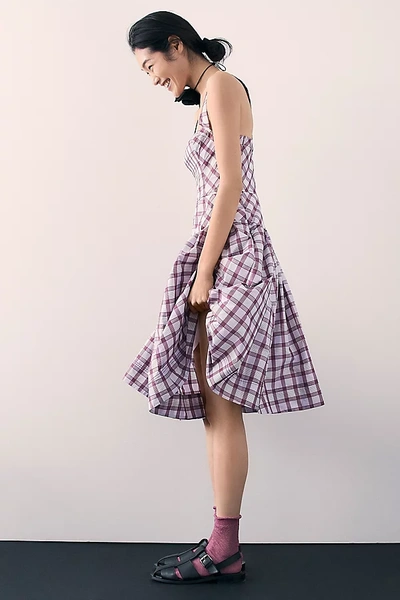 Shop Maeve Square-neck Drop-waist Midi Dress In Multicolor