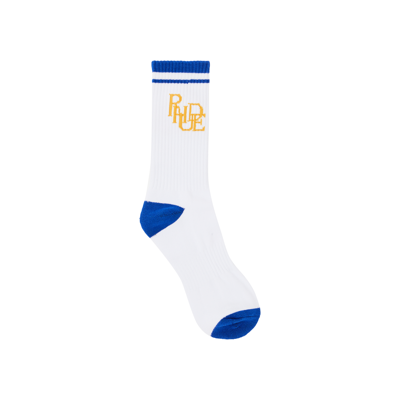 RHUDE Pre-owned Scribble Logo Sock 'white/midnight Blue/yellow'