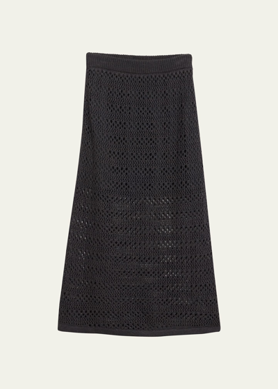 Shop Brunello Cucinelli Crochet Maxi Skirt In C2615 Dark Grey