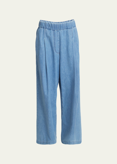 Shop Dries Van Noten Pila Wide-leg Denim Pants In Light Blue