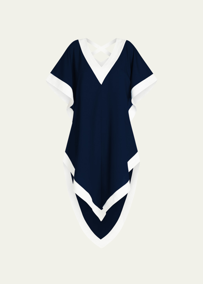 Shop Valimare Aria Caftan Coverup In Navy/white