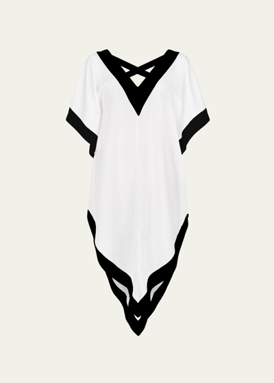 Shop Valimare Aria Colorblock Caftan Coverup In White/black