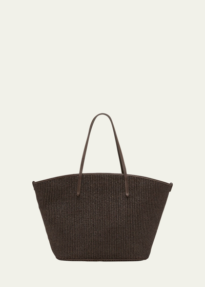 Shop Brunello Cucinelli Raffia Leather Tote Bag In Natural