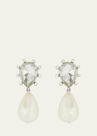Shop Oscar De La Renta Silk Pearl Crystal Drop Earrings