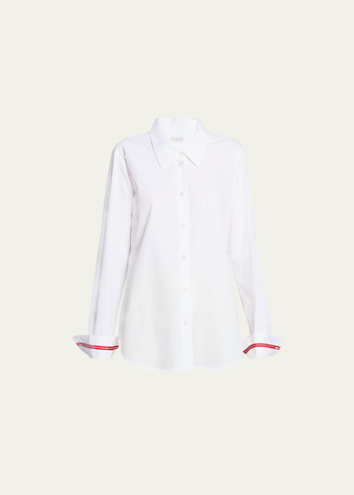 Shop Dries Van Noten Celina Tape Poplin Shirt In White