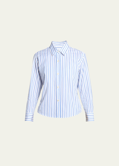 Shop Dries Van Noten Clavini Striped Button-front Shirt In Light Blue