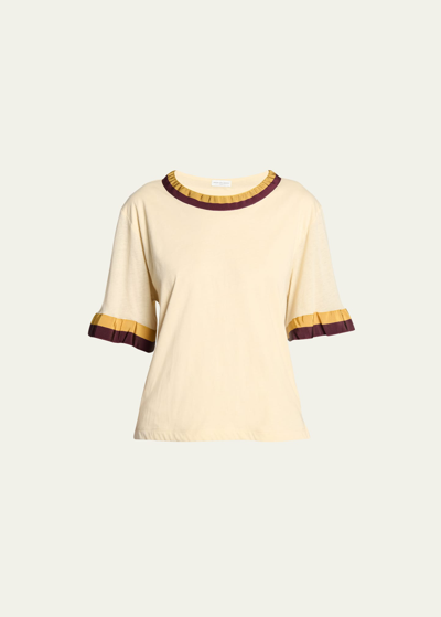 Shop Dries Van Noten Harly Tape Tow-tone Trim T-shirt In Cream