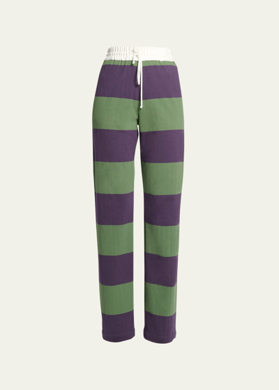 Shop Dries Van Noten Pichas Striped Drawstring Pants In Dark Purple