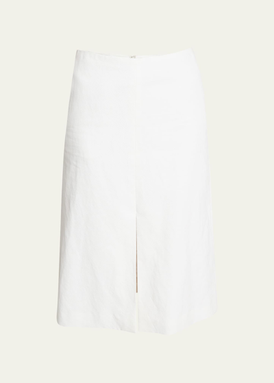 Shop Dries Van Noten Slit-hem A-line Midi Skirt In White