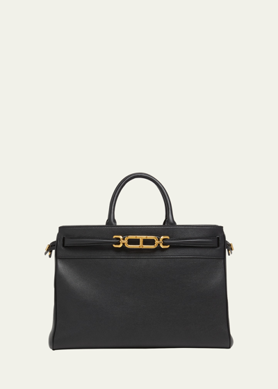 Shop Tom Ford Whitney Large Top-handle Bag In Leather In Black