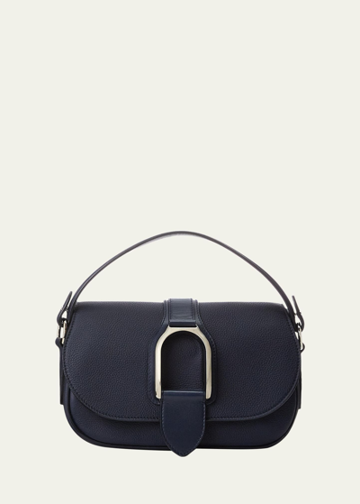 Polo Ralph Lauren Medium Pebbled-leather Shoulder Bag In Blue