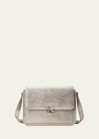 Shop Ralph Lauren Rl 888 Metallic Leather Crossbody Bag In Silver