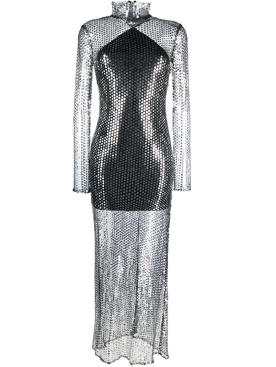 Taller Marmo Silver Sequin-embellished Maxi Dress In Silver