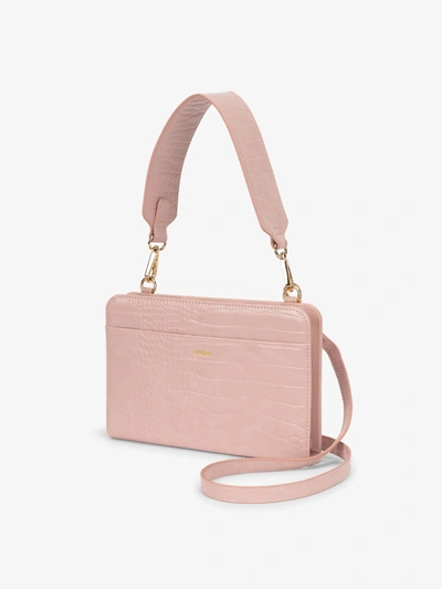 Shop Calpak Croc Wallet In Pink Sand