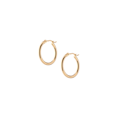 Aurate New York Gold Hoop Earrings - 2mm (20mm) In White