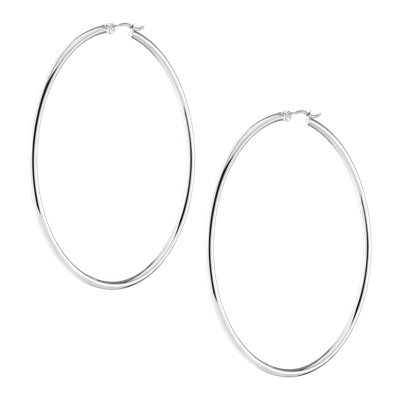 Shop Aurate New York Silver Hoop Earrings - 2mm (60mm) In White