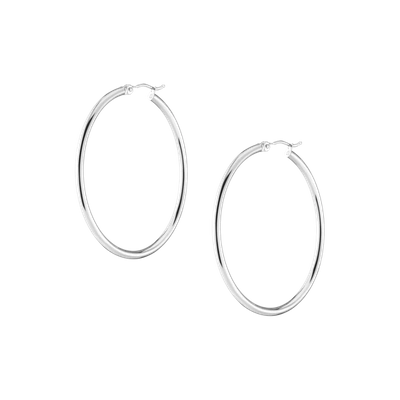 Shop Aurate New York Silver Hoop Earrings - 2mm (40mm) In White