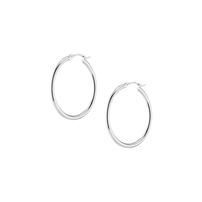 Shop Aurate New York Silver Hoop Earrings - 2mm (30mm) In White