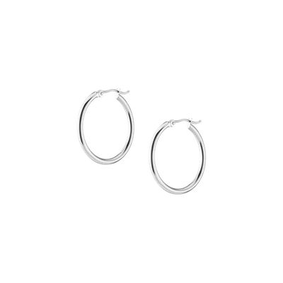 Aurate New York 2mm Silver Hoop Earrings - 25mm In White