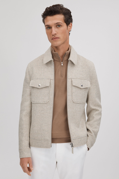 Shop Reiss Maray - Oatmeal Brushed Wool Blend Zip-through Jacket, L