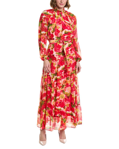 Shop Taylor Printed Chiffon Maxi Dress In Red