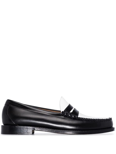 Gh Bass Round Toe Loafers With Two-tone Penny Strap In Black & White