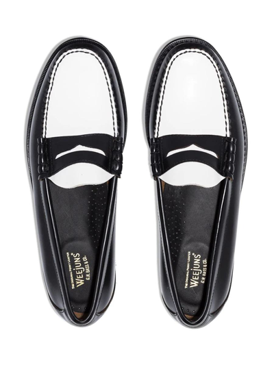 Gh Bass Round Toe Loafers With Two-tone Penny Strap In Black & White
