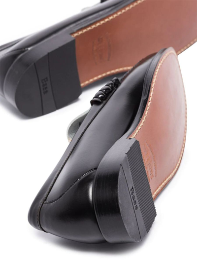 Gh Bass Round Toe Loafers With Two-tone Penny Strap In Black & White